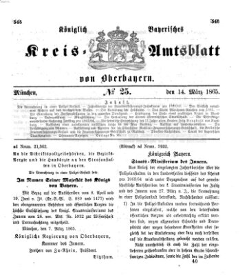 Königlich-bayerisches Kreis-Amtsblatt von Oberbayern (Münchner Intelligenzblatt) Dienstag 14. März 1865