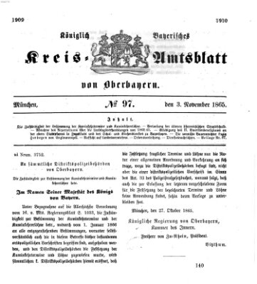 Königlich-bayerisches Kreis-Amtsblatt von Oberbayern (Münchner Intelligenzblatt) Freitag 3. November 1865