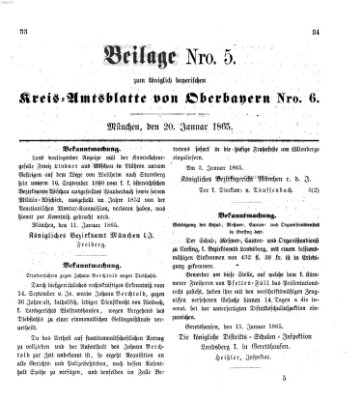 Königlich-bayerisches Kreis-Amtsblatt von Oberbayern (Münchner Intelligenzblatt) Freitag 20. Januar 1865