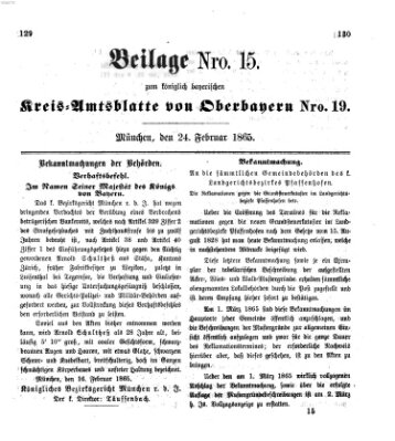 Königlich-bayerisches Kreis-Amtsblatt von Oberbayern (Münchner Intelligenzblatt) Freitag 24. Februar 1865