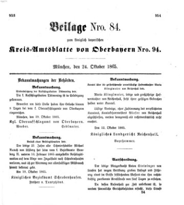 Königlich-bayerisches Kreis-Amtsblatt von Oberbayern (Münchner Intelligenzblatt) Dienstag 24. Oktober 1865