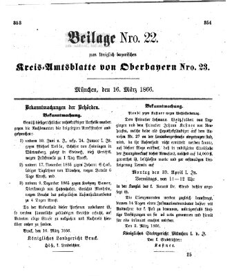 Königlich-bayerisches Kreis-Amtsblatt von Oberbayern (Münchner Intelligenzblatt) Freitag 16. März 1866