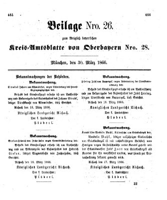 Königlich-bayerisches Kreis-Amtsblatt von Oberbayern (Münchner Intelligenzblatt) Freitag 30. März 1866