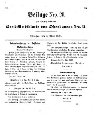 Königlich-bayerisches Kreis-Amtsblatt von Oberbayern (Münchner Intelligenzblatt) Sonntag 8. April 1866