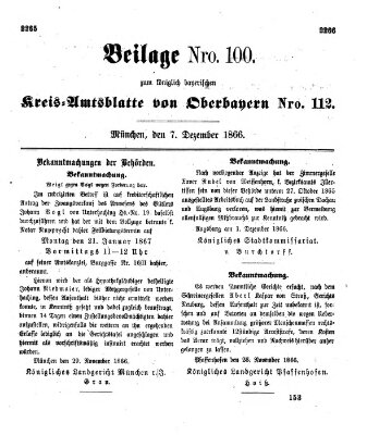 Königlich-bayerisches Kreis-Amtsblatt von Oberbayern (Münchner Intelligenzblatt) Freitag 7. Dezember 1866
