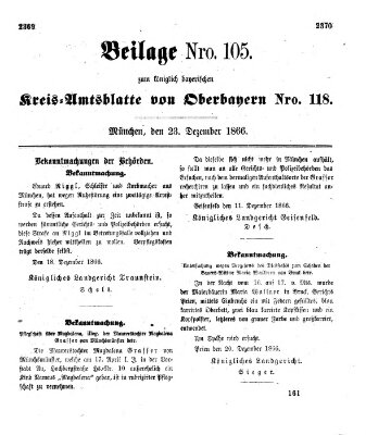 Königlich-bayerisches Kreis-Amtsblatt von Oberbayern (Münchner Intelligenzblatt) Sonntag 23. Dezember 1866