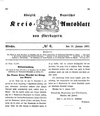 Königlich-bayerisches Kreis-Amtsblatt von Oberbayern (Münchner Intelligenzblatt) Freitag 18. Januar 1867