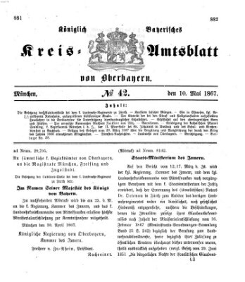 Königlich-bayerisches Kreis-Amtsblatt von Oberbayern (Münchner Intelligenzblatt) Freitag 10. Mai 1867