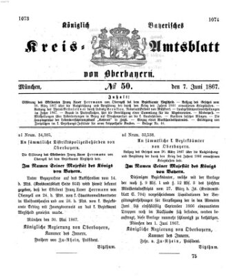 Königlich-bayerisches Kreis-Amtsblatt von Oberbayern (Münchner Intelligenzblatt) Freitag 7. Juni 1867
