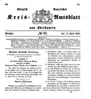 Königlich-bayerisches Kreis-Amtsblatt von Oberbayern (Münchner Intelligenzblatt) Dienstag 13. April 1869