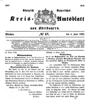Königlich-bayerisches Kreis-Amtsblatt von Oberbayern (Münchner Intelligenzblatt) Freitag 4. Juni 1869