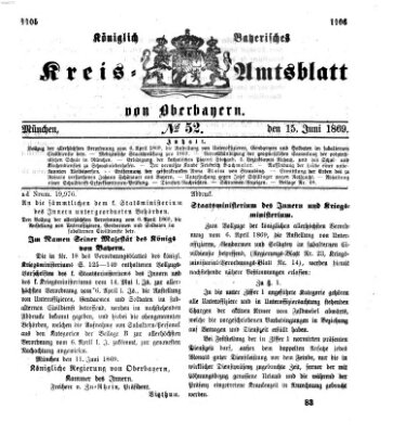 Königlich-bayerisches Kreis-Amtsblatt von Oberbayern (Münchner Intelligenzblatt) Dienstag 15. Juni 1869