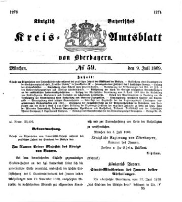 Königlich-bayerisches Kreis-Amtsblatt von Oberbayern (Münchner Intelligenzblatt) Freitag 9. Juli 1869
