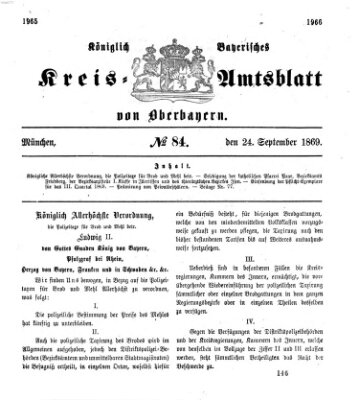Königlich-bayerisches Kreis-Amtsblatt von Oberbayern (Münchner Intelligenzblatt) Freitag 24. September 1869