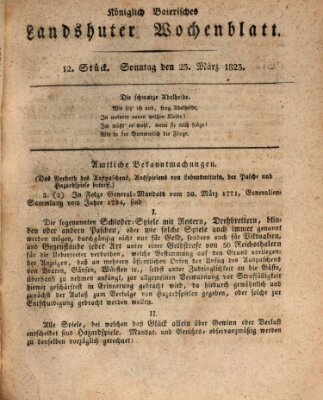 Landshuter Wochenblatt Sonntag 23. März 1823