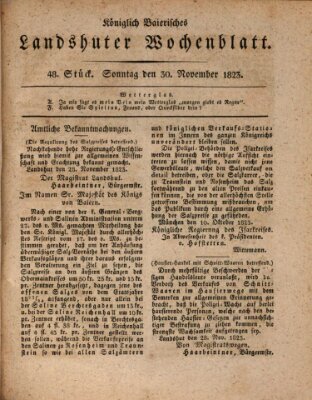 Landshuter Wochenblatt Sonntag 30. November 1823