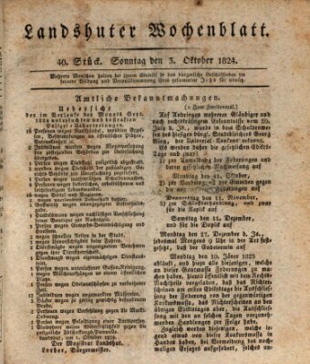 Landshuter Wochenblatt Sonntag 3. Oktober 1824