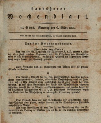 Landshuter Wochenblatt Sonntag 6. März 1825