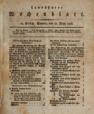 Landshuter Wochenblatt Sonntag 26. März 1826