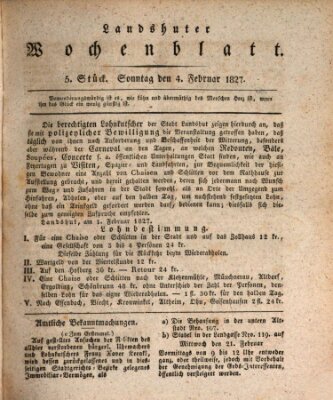 Landshuter Wochenblatt Sonntag 4. Februar 1827