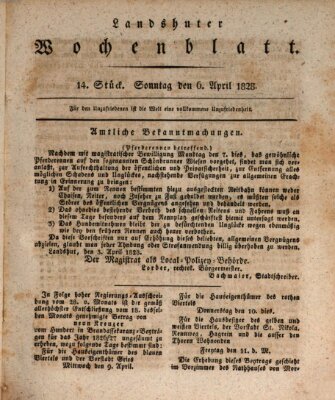 Landshuter Wochenblatt Sonntag 6. April 1828