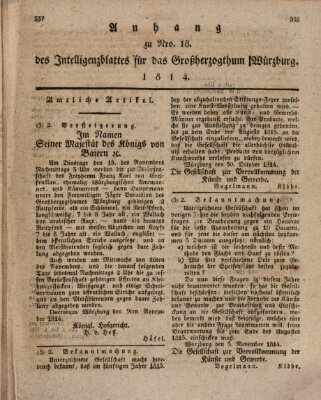 Königlich-baierisches Intelligenzblatt für das Großherzogthum Würzburg (Würzburger Intelligenzblatt) Samstag 12. November 1814
