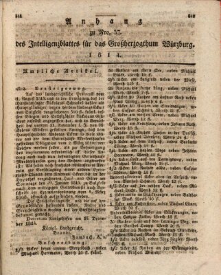 Königlich-baierisches Intelligenzblatt für das Großherzogthum Würzburg (Würzburger Intelligenzblatt) Donnerstag 29. Dezember 1814