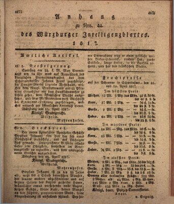 Königlich-baierisches Intelligenzblatt für das Großherzogthum Würzburg (Würzburger Intelligenzblatt) Donnerstag 24. April 1817