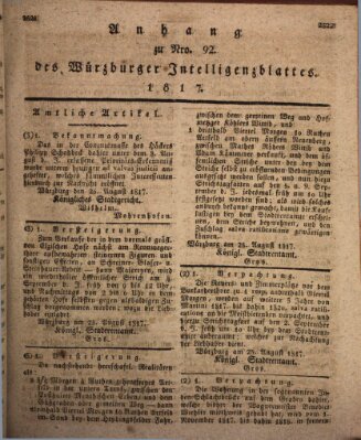 Königlich-baierisches Intelligenzblatt für das Großherzogthum Würzburg (Würzburger Intelligenzblatt) Donnerstag 28. August 1817