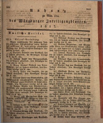 Königlich-baierisches Intelligenzblatt für das Großherzogthum Würzburg (Würzburger Intelligenzblatt) Dienstag 21. Oktober 1817