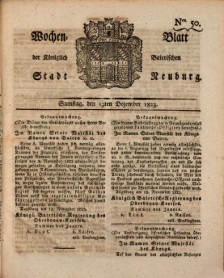 Wochenblatt der Königlich Baierischen Stadt Neuburg (Neuburger Wochenblatt) Samstag 13. Dezember 1823