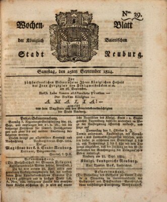 Wochenblatt der Königlich Baierischen Stadt Neuburg (Neuburger Wochenblatt) Samstag 25. September 1824