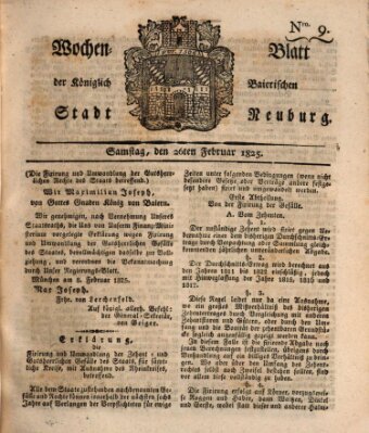 Wochenblatt der Königlich Baierischen Stadt Neuburg (Neuburger Wochenblatt) Samstag 26. Februar 1825
