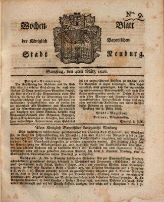 Wochenblatt der Königlich Baierischen Stadt Neuburg (Neuburger Wochenblatt) Samstag 4. März 1826
