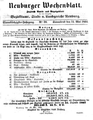Neuburger Wochenblatt Samstag 14. Mai 1864