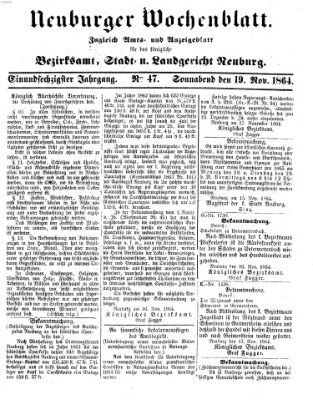 Neuburger Wochenblatt Samstag 19. November 1864