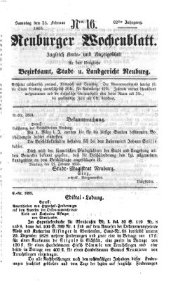Neuburger Wochenblatt Samstag 25. Februar 1865