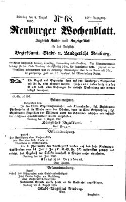 Neuburger Wochenblatt Dienstag 8. August 1865