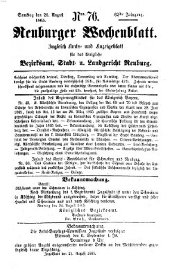 Neuburger Wochenblatt Samstag 26. August 1865