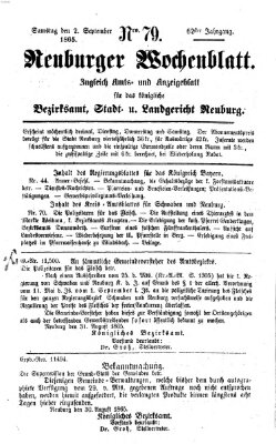 Neuburger Wochenblatt Samstag 2. September 1865