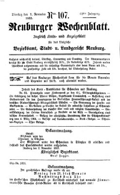 Neuburger Wochenblatt Dienstag 7. November 1865