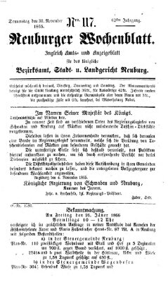 Neuburger Wochenblatt Donnerstag 30. November 1865