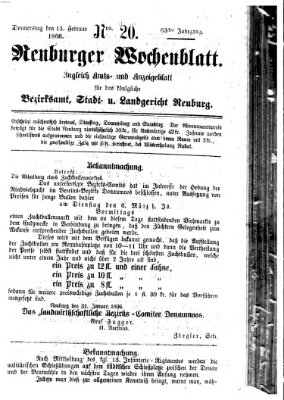 Neuburger Wochenblatt Donnerstag 15. Februar 1866