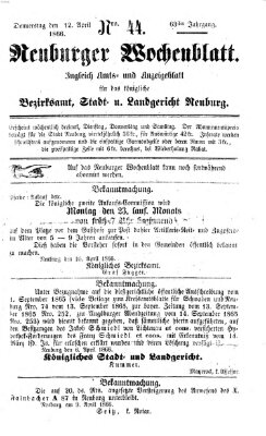 Neuburger Wochenblatt Donnerstag 12. April 1866
