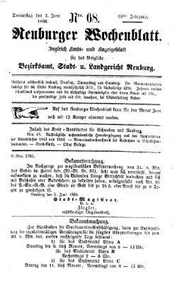 Neuburger Wochenblatt Donnerstag 7. Juni 1866