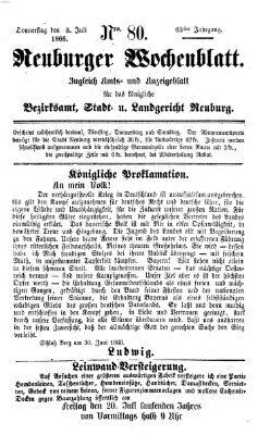 Neuburger Wochenblatt Donnerstag 5. Juli 1866