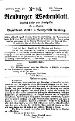 Neuburger Wochenblatt Donnerstag 19. Juli 1866