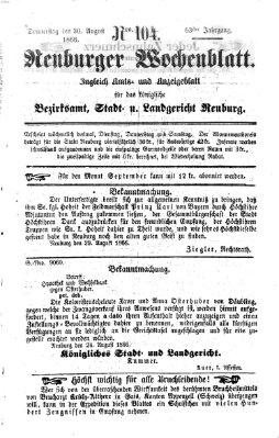 Neuburger Wochenblatt Donnerstag 30. August 1866