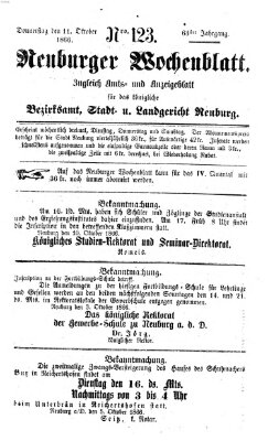 Neuburger Wochenblatt Donnerstag 11. Oktober 1866
