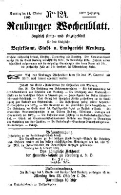 Neuburger Wochenblatt Samstag 13. Oktober 1866